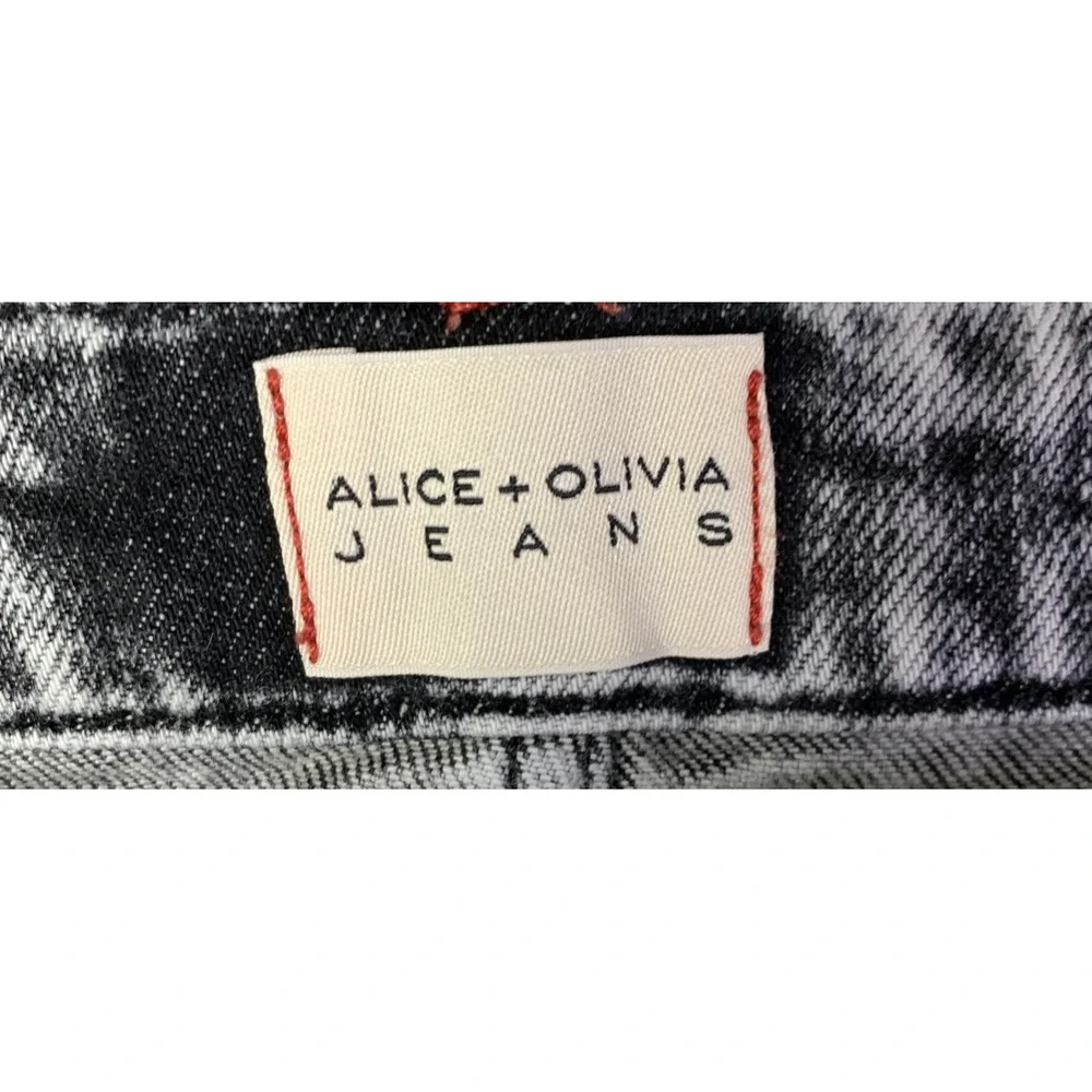 Alice + Olivia Skirt Womens Size 27 Acid Wash Lace Up Denim Mini Skirt Raw Hem